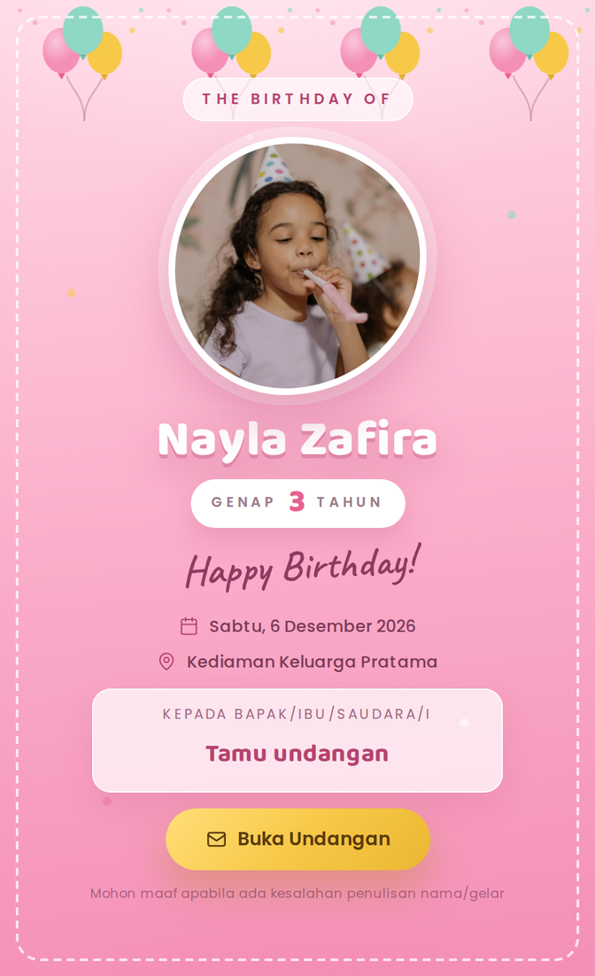 Template undangan digital Balon Bahagia