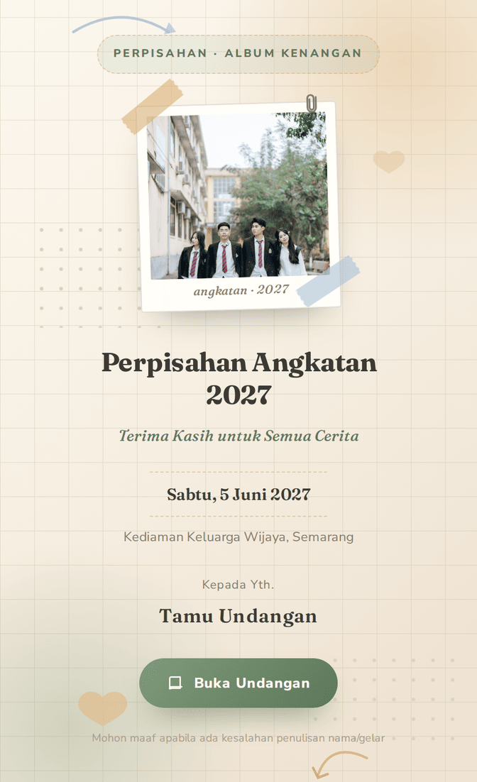 Template undangan digital Lembar Rindu