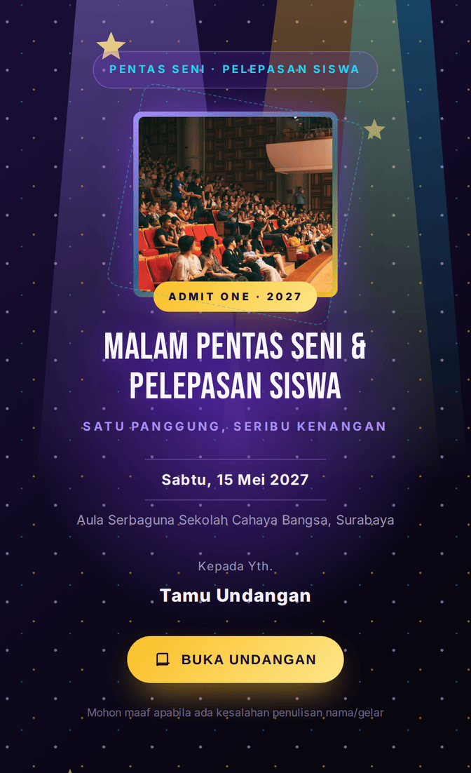 Template undangan digital Pentas Cahaya