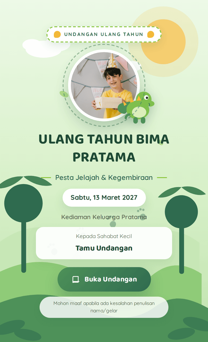 Template undangan digital Petualangan Dino