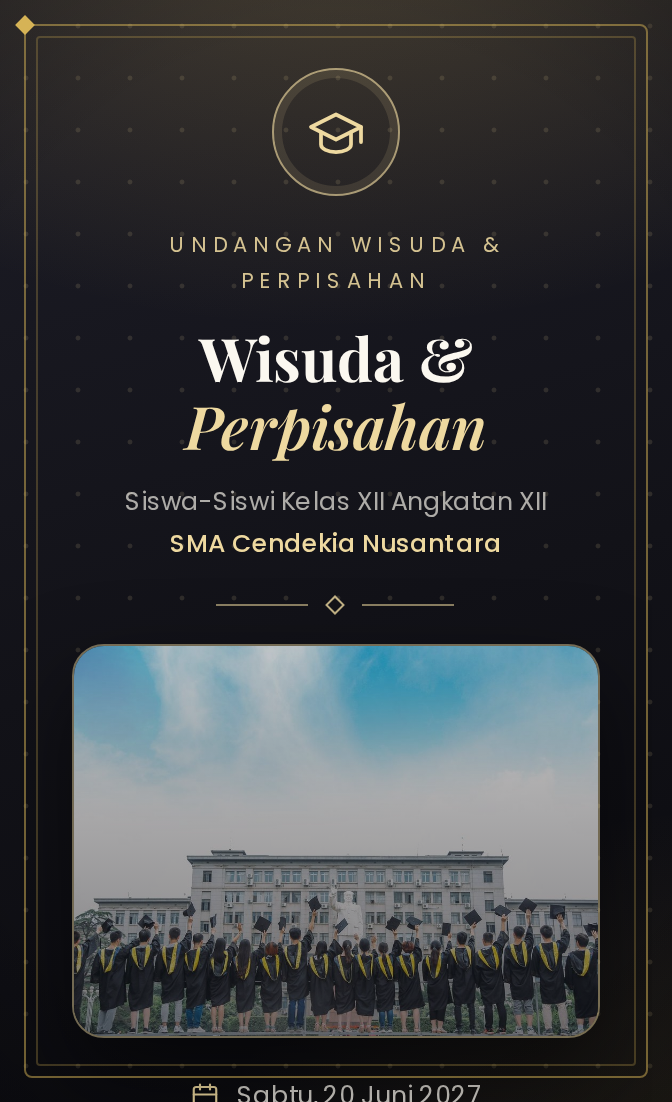 Template undangan digital Toga Emas
