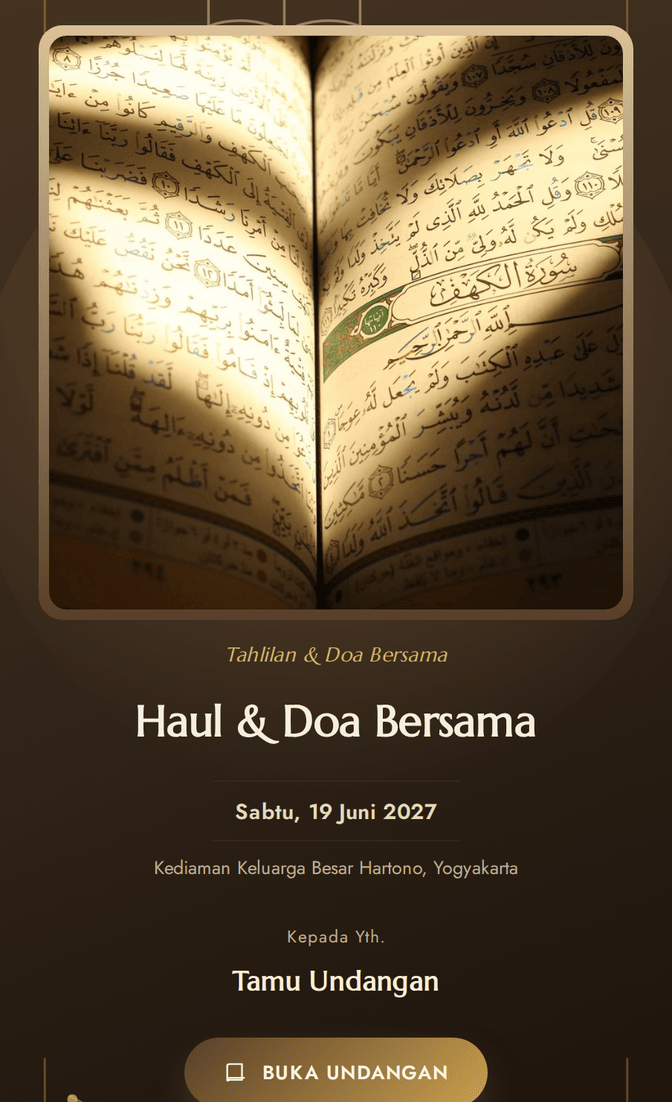 Template undangan digital Warisan Doa